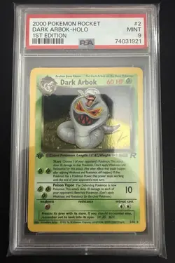 Pokemon PSA 9 1st Edition Team Rocket Dark Arbok Holo Rare 2/82 MINT - Image 1