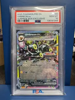 2025 Pokemon Prismatic Evolution Umbreon EX Surprise Box Exclusive PSA 10 - Image 1