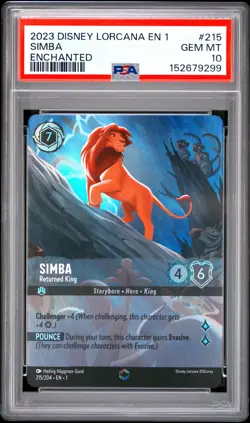 2023 DISNEY LORCANA EN 1-THE FIRST CHAPTER #215 SIMBA - RETURNED KING PSA 10 - Image 1