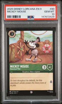 2025 Disney Lorcana EN 9-Fabled Mickey Mouse PSA 10 #80 - Image 1