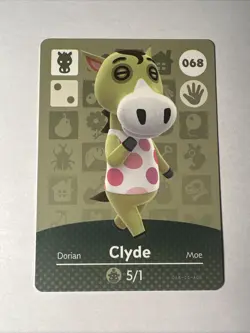 068 Clyde Amiibo Card 068 Series 1 Animal Crossing Nintendo Switch NA Region - Image 1