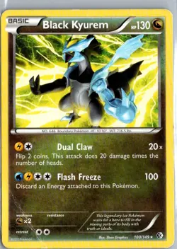 Black Kyurem 100/149 Non-Holo Rare - 2012 Pokemon B&W Boundaries 0408#191 Damage - Image 1