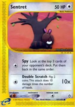 Heavily Played, English Pokemon Regular Sentret - 107/147 - Common Aquapolis - Image 1
