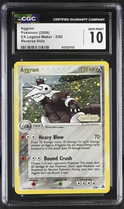 2006 Pokemon Legend Maker EX Aggron Reverse Holo 2/92 CGC 10 Gem Mint SWIRL - Image 1