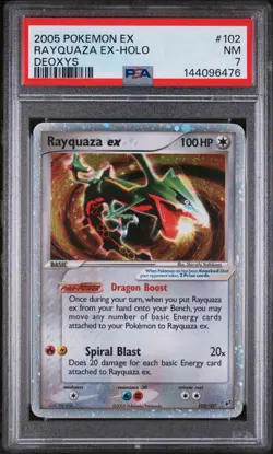 2005 Pokemon TCG: Rayquaza ex EX Deoxys Holo Ultra Rare #102/107 PSA 7 NM - Image 1