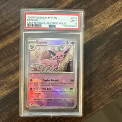 Espeon Master Ball Pattern 033/131 PSA MINT 9 Prismatic Evolutions Holo Pokemon - Image 1