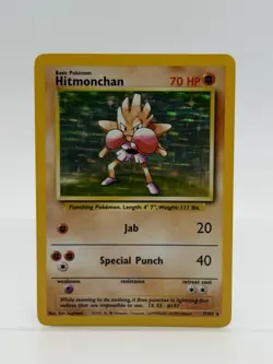 1999 Pokemon TCG English Base Set Hitmonchan Holo Rare 7/102 WOTC - Image 1