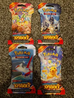 Pokemon Surging Sparks 4x Sleeved Booster Packs - Art Set - Image 1