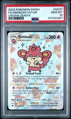 PSA 10 Simisear Vstar GG37/GG70 Pokemon Crown Zenith Galarian Gallery - Image 1