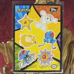 Pokemon Topps Psyduck, Starmie, Seel Sticker Puzzle Black Logo Near Mint/ NM - Image 1