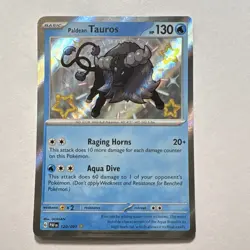 Pokemon Paldean Tauros 120/091 SV: Paldean Fates Basic 130HP Shiny Rare Holo - Image 1