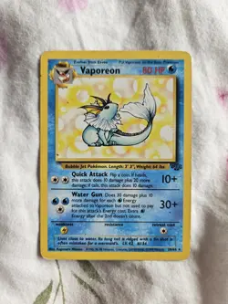 Pokemon Card Vaporeon 28/64 Non-Holo Rare Jungle Set WOTC TCG - Image 1