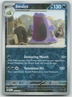 Pokemon Swalot 92/142 Stellar Crown Uncommon Reverse Holo NM - Image 1