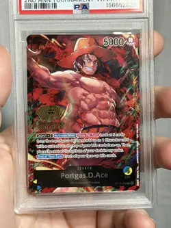 Portgas D. Ace 2024 One Piece 2nd Anniversary Tournament Winner #002 PSA 10 - Image 3