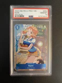 One Piece TCG Nami Alternate Art PRB01 P-053 Psa 10 ENGLISH - Image 1