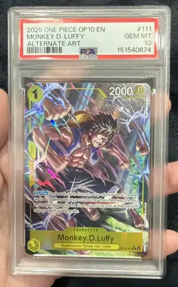 One Piece Monkey.D.Luffy OP10-111 Alternative Art English Royal Blood PSA 10 - Image 1