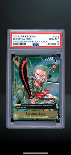 2024 One Piece EN Roronoa Zoro CHAMPIONSHIP EVENT PACK P-042 PSA 10. GEM MINT - Image 1