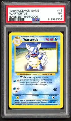 Pokemon Cards - PSA 7 Wartortle 42/102 - Base Set 1999-2000 4th Print - Image 1