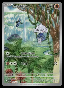Pokemon Cards Meditite 153/142 Stellar Crown Illustration Rare NM - Image 1