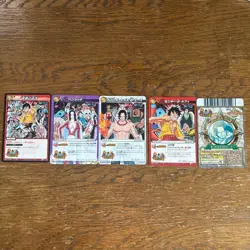 One Piece Miracle Battle Carddass Promo Set 5 Cards including Luffy Ace Hancock - Image 1