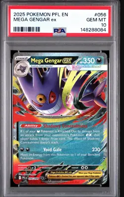 2025 POKEMON PFL EN-PHANTASMAL FLAMES #056 MEGA GENGAR EX PSA 10 - Image 1