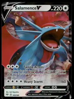 Pokemon TCG Salamence V 143/189 SWSH03: Darkness Ablaze Ultra Rare LP - Image 1
