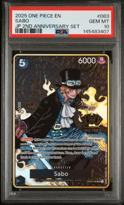 2025 ONE PIECE JAPANESE 2ND ANNIVERSARY SET #083 SABO PSA 10 - Image 1