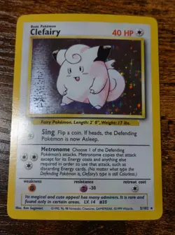 Clefairy 5/102 Unlimited Base Set Holo Rare Pokemon Card DMG Not an Error - Image 1