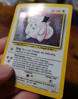 Clefairy 5/102 Unlimited Base Set Holo Rare Pokemon Card DMG Not an Error - Image 3