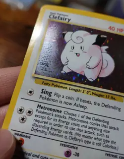 Clefairy 5/102 Unlimited Base Set Holo Rare Pokemon Card DMG Not an Error - Image 5