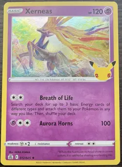 Xerneas 012/025 Pokemon TCG Sword & Shield Celebrations Holo MINT NM - Image 1