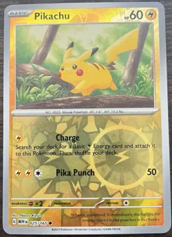 Pikachu 025/165 Pokemon TCG Scarlet & Violet 151 Reverse Holo MINT NM - Image 1