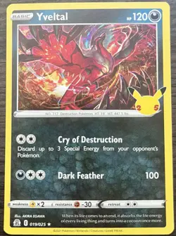 Yveltal 019/025 Pokemon TCG Sword Shield Celebrations Holo MINT NM - Image 1