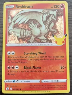 Reshiram 002/025 Pokemon TCG Sword & Shield Celebrations Holo MINT NM - Image 1