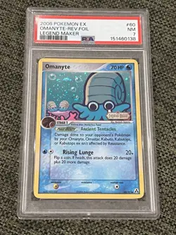 2006 Pokemon - Omanyte 60/92 Legend Maker Reverse Holo - PSA 7 - Image 1