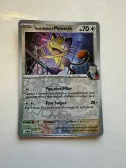 Team Rocket's Meowth 149/182 Reverse Holo Destined Rivals Pokemon Near Mint - Image 1