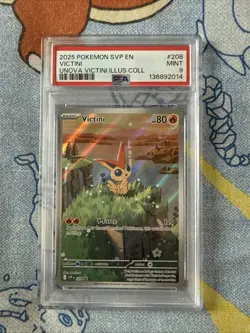 2025 Pokemon SVP En Victini Unova Illus Collection #208 PSA 9 Mint - Image 1