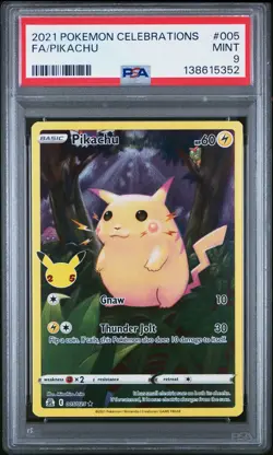 2021 POKEMON CELEBRATIONS #005 FULL ART/PIKACHU PSA 9 - Image 1