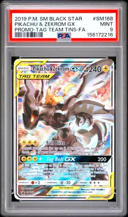 2019 Pokemon SM Black Star Promos SM168 Pikachu & Zekrom GX PSA 9 156172216 - Image 1