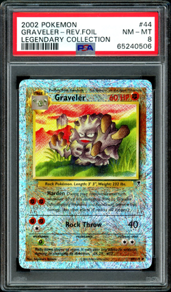2002 POKEMON LEGENDARY COLLECTION #44 GRAVELER-REVERSE FOIL PSA 8 - Image 1