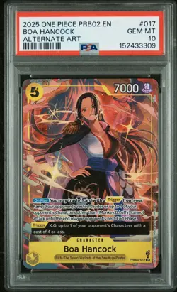 One Piece PRB02 Boa Hancock 017 Premium Booster Vol 2 Alt Art PSA 10 English - Image 1