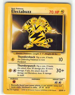 Electabuzz 20/102 Rare Base Set Unlimited Pokemon Sugimori - Image 1