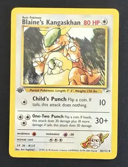 Blaine's Kangaskhan 1st Edition Gym Heroes 036/132 Uncommon WOTC Pokemon TCG - Image 1
