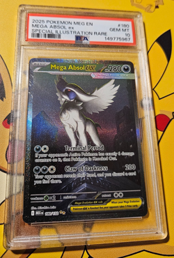 2025 Pokemon Mega Evolution #180/132 Mega Absol Ex Spec Illustration Rare PSA 10 - Image 1