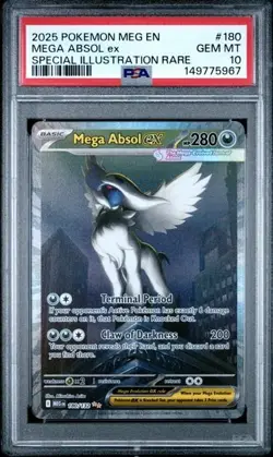 2025 Pokemon Mega Evolution #180/132 Mega Absol Ex Spec Illustration Rare PSA 10 - Image 3