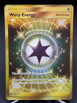 2017 Pokemon Warp Energy 123/111 Crimson Invasion Secret Rare Gold Holo - LP - Image 1
