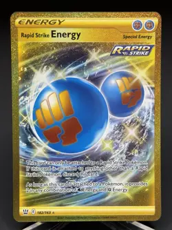 2021 Pokemon Battle Styles Rapid Strike Energy Secret Rare Gold Holo 182/163 - Image 1