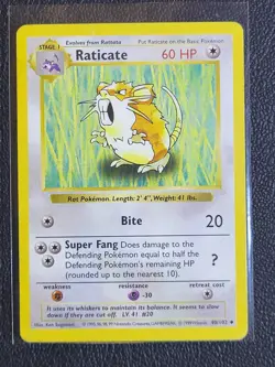 Pokemon TCG Raticate #40 Shadowless Base Set Uncommon Colorless LP - Image 1