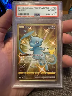 Pokemon Mew TCG Holo Secret Rare Card Celebrations 025/025 PSA 10 - Image 1