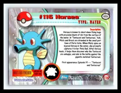 💥 Horsea 2000 Topps Pokemon TV Non Holo Animation Series Blue Logo # 116 - Image 2